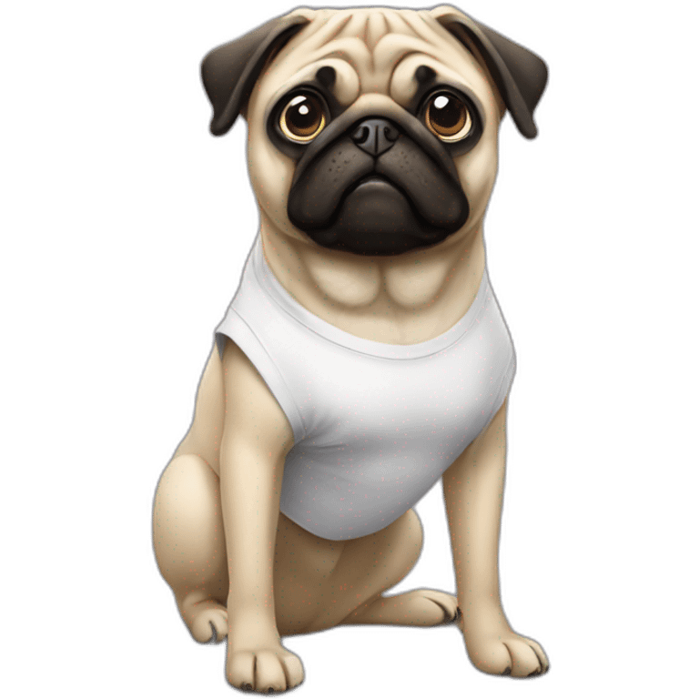 pug wearing a t-shirt emoji