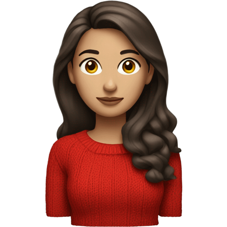 brunette woman red sweater emoji