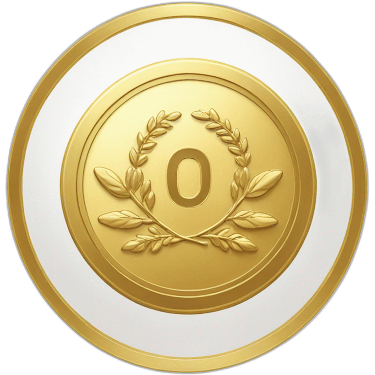 gold super curved coin with large "0" label in center and laurel emoji