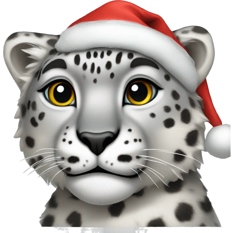 Snow leopard in Santa hat emoji