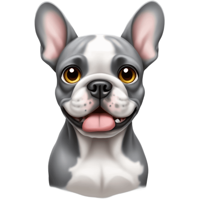 Merle French bulldog with half gray face emoji