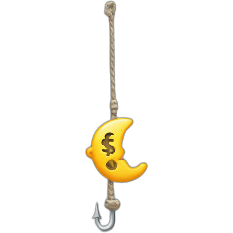 Fishing hook with thread and dollar emoji