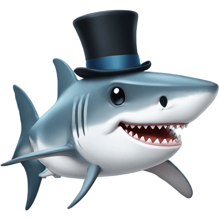 Shark with a top hat emoji