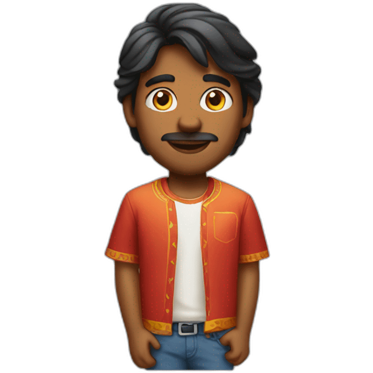 Indian guy wearing apple shirt emoji