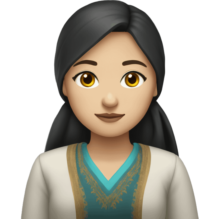 Kazakh-student-girl-black eyes-national clothes emoji