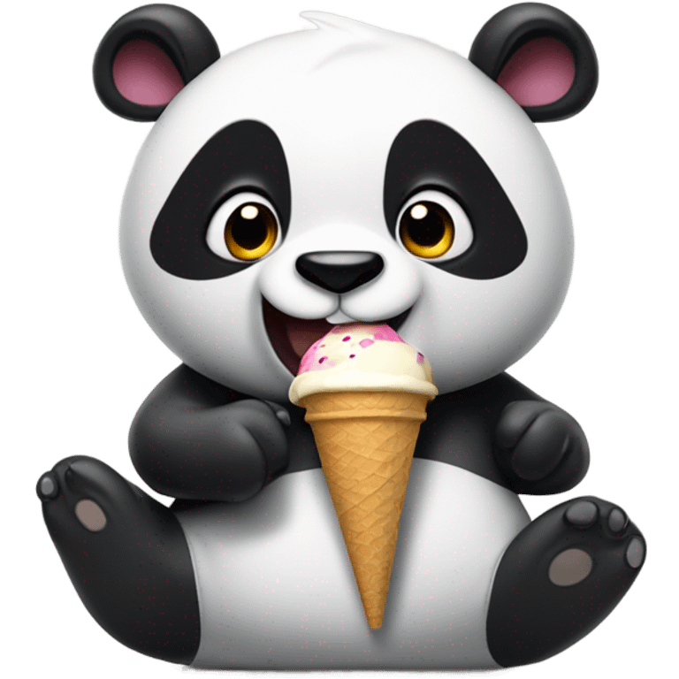 Panda eating ice cream emoji