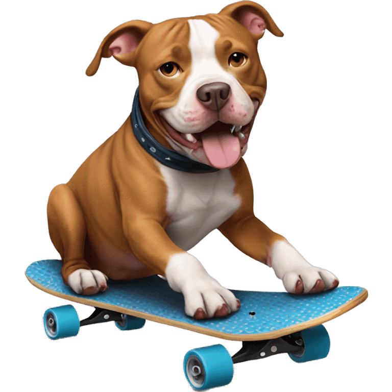 Pitbull riding a skateboard  emoji