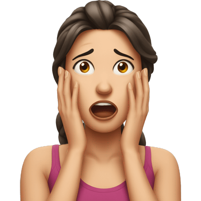 shocked woman hands on face emoji