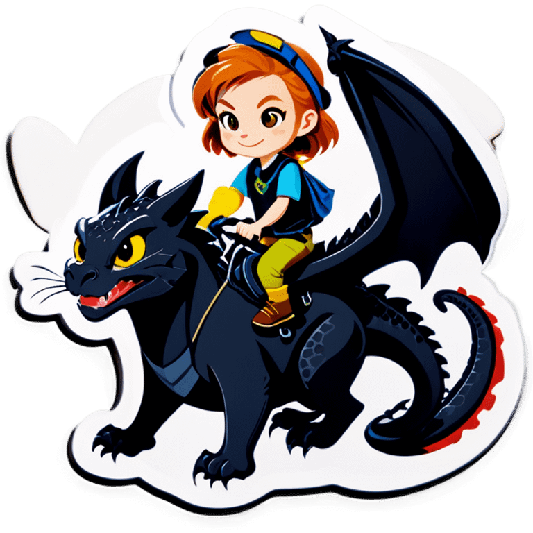 Ginger tabby riding black dragon emoji