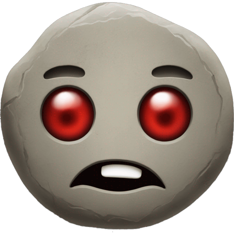 A stone with a face with bloodshot eyes emoji