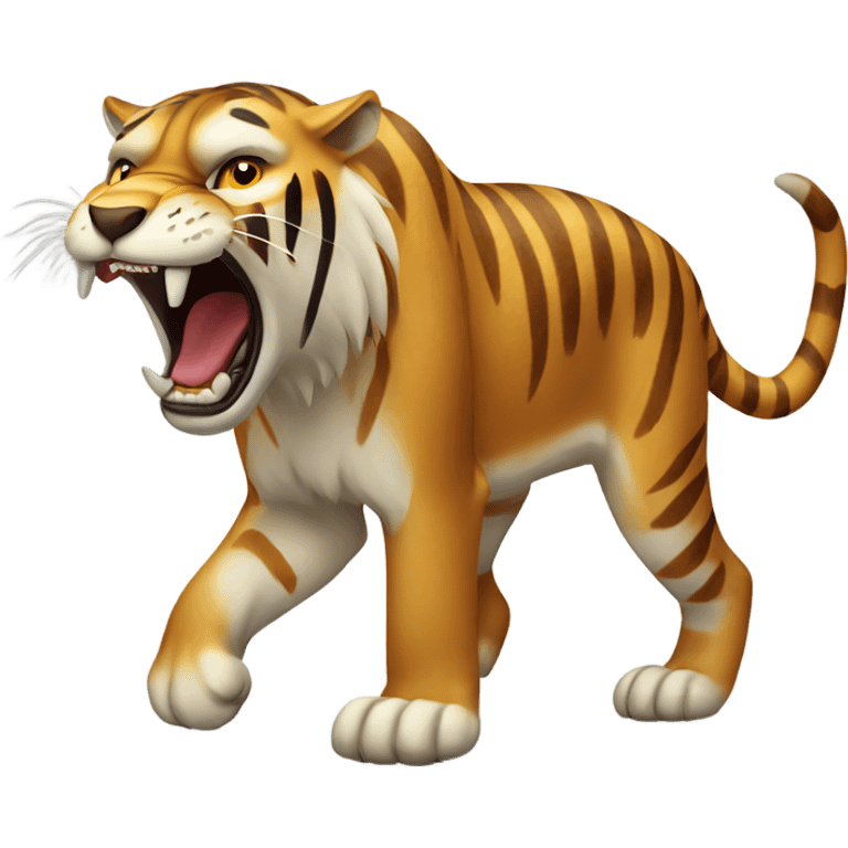 saber tooth tiger with brown fur and long canine teeth emoji