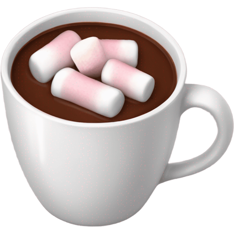 Burgundy mug of hot chocolate with marshmallows  emoji