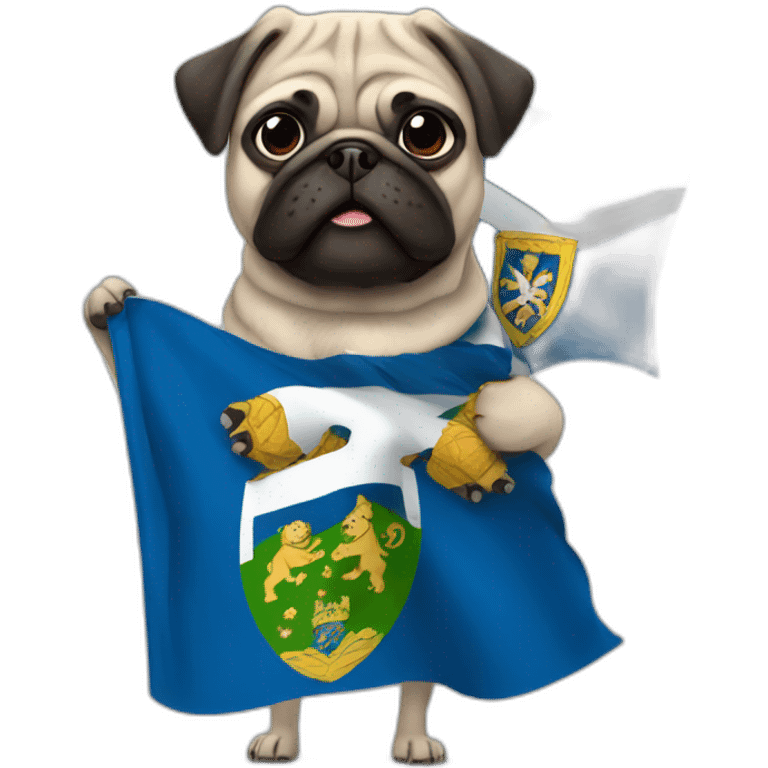 pug holding a big scotland flag emoji