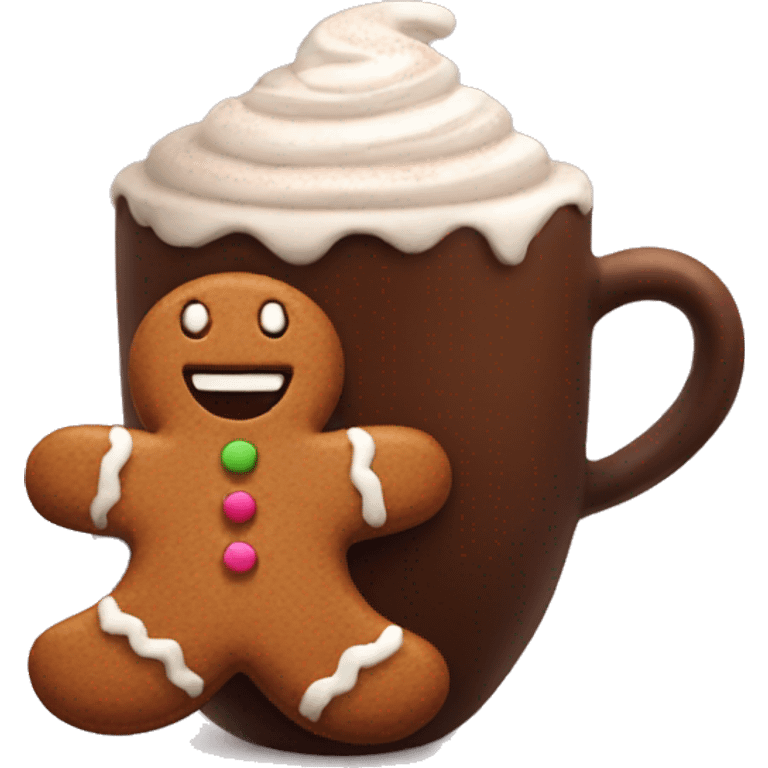 Hot chocolate with a gingerbread inside emoji