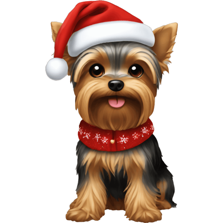 Yorkie wearing Christmas clothes emoji