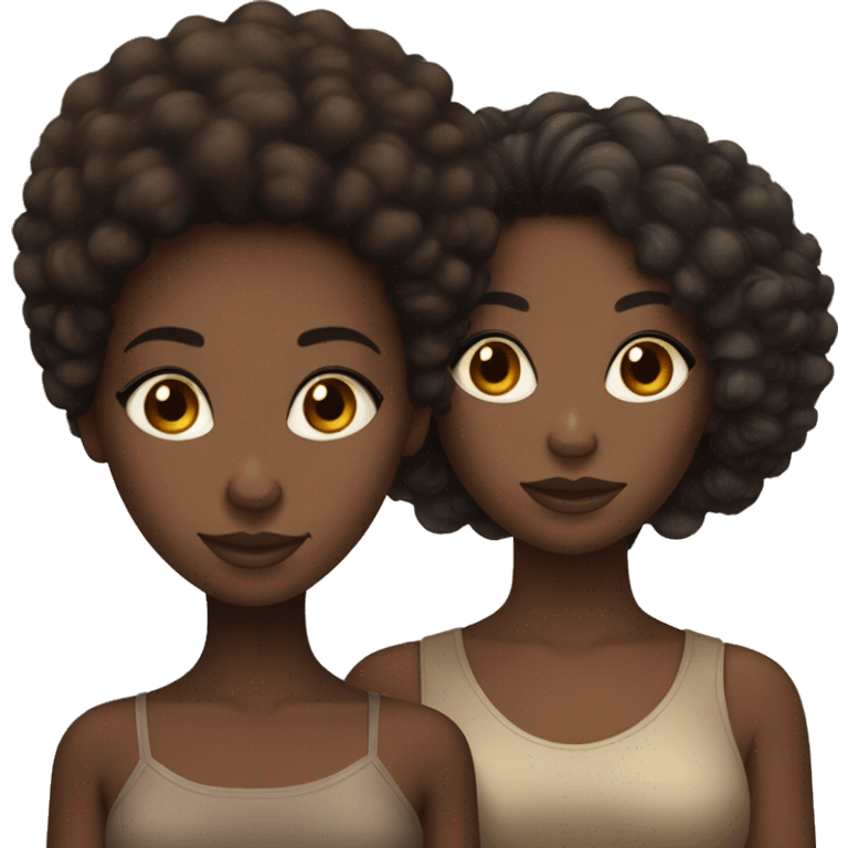 2 girlfriends black girls with afro hair one light skin and other brown skin emoji