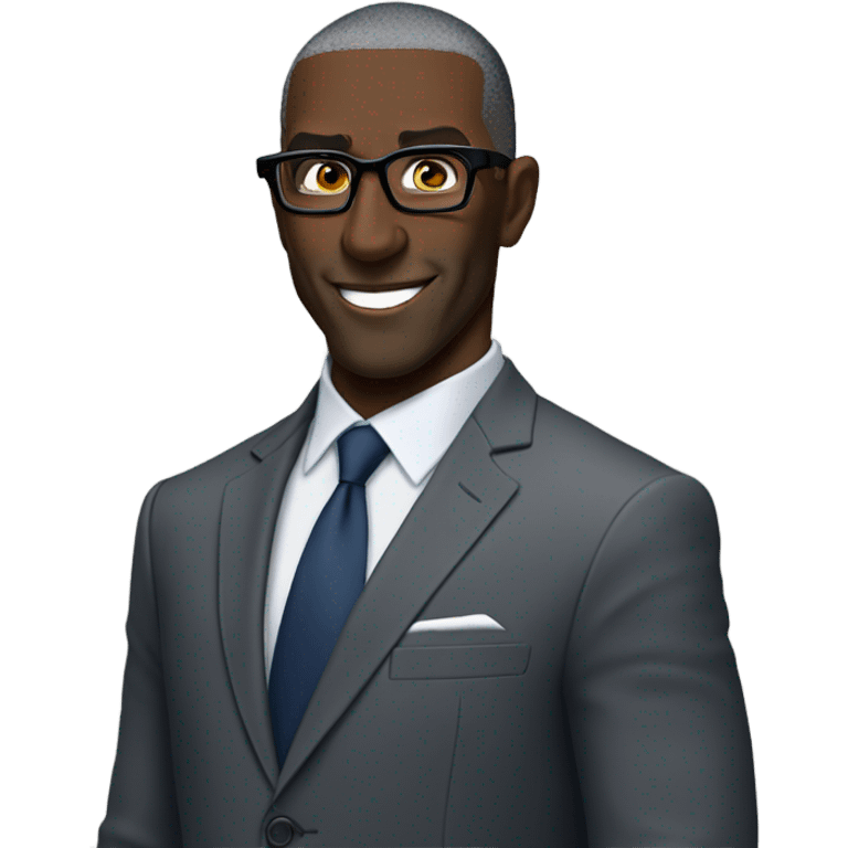 Shannon sharp with suit and glasses and buzz cut and small eyes over 50 small Gray beard emoji