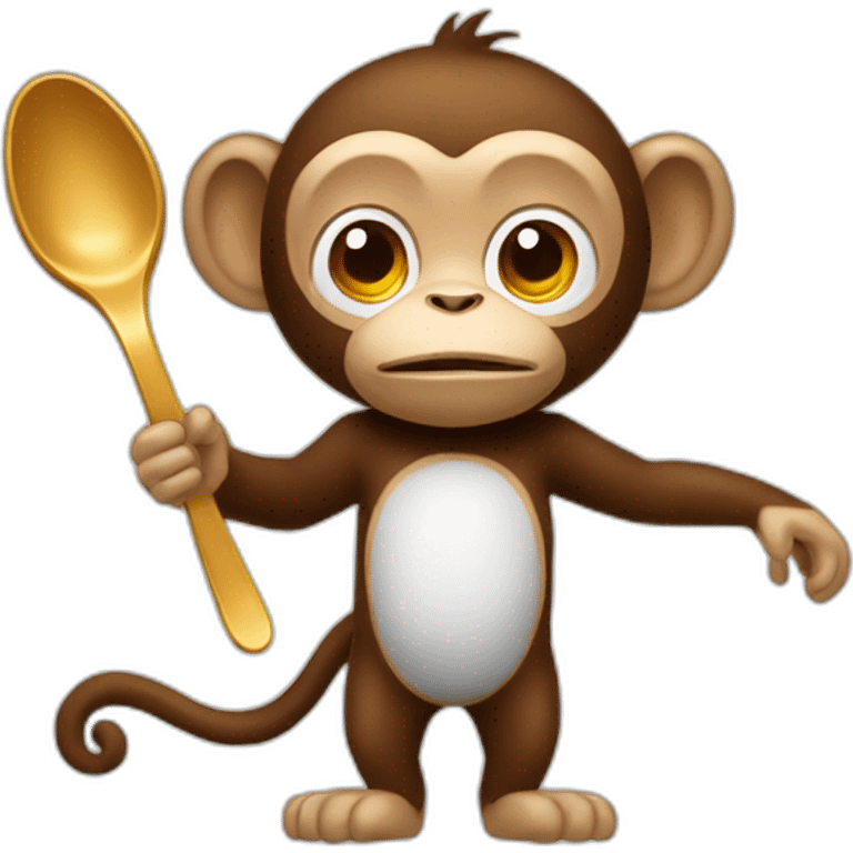 Monkey with 2 big spoon  emoji