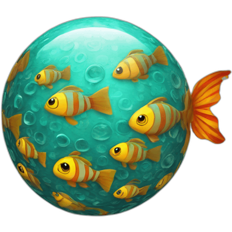 3d sphere with a cartoon hypnotic vine Tropical Fish skin texture with feminine eyes emoji