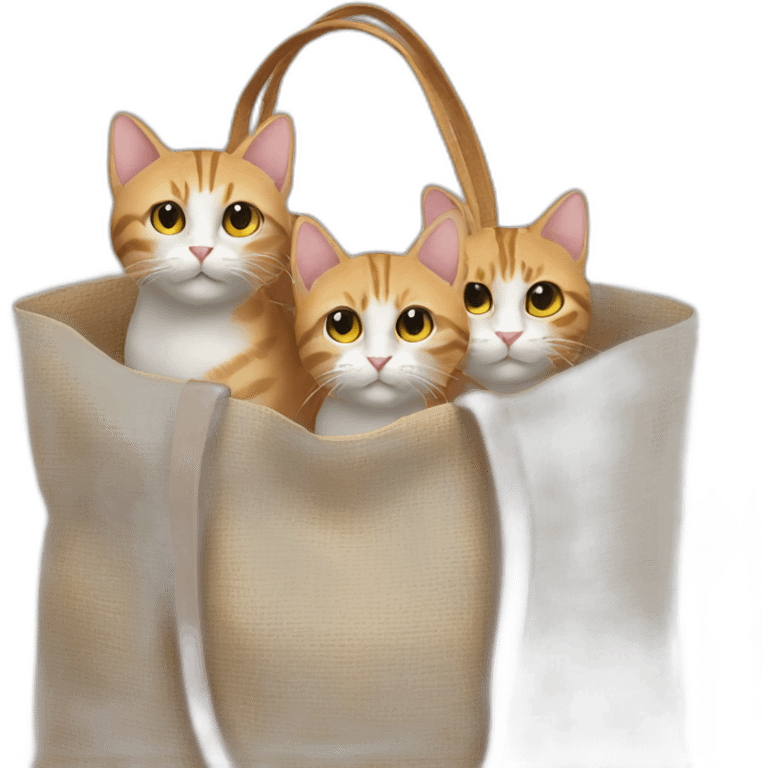 3 cats in bag emoji