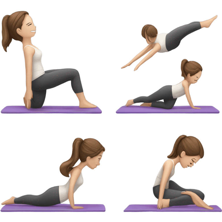 White girl with brown hair doing Pilates  emoji