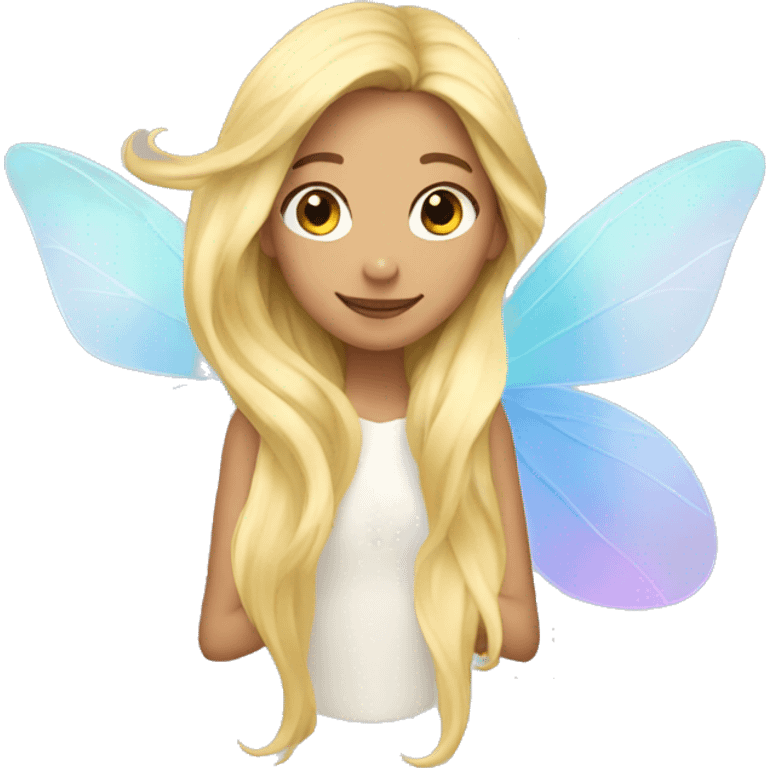 Iridescent fairy flying long hair blonde emoji