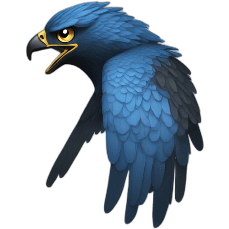 black hawk with blue eyes emoji