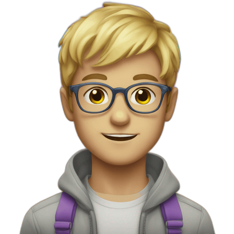 rainbow artist with glasses boy caucassian emoji