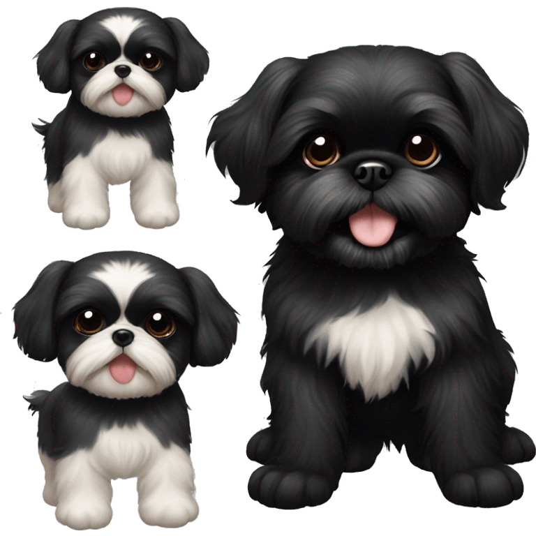 happy black shih tzu puppy and just black shih tzu dog emoji