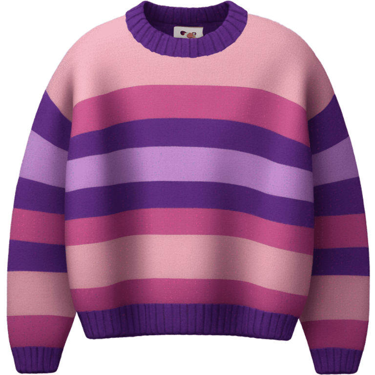 Pink and purple striped cropped oversize wool sweater, isolated emoji