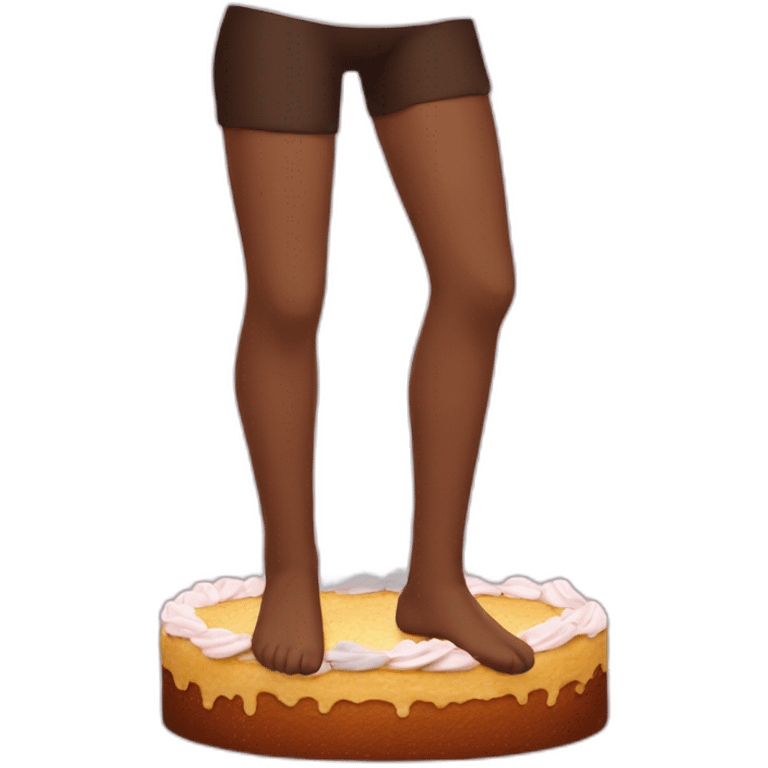 Cake with legs like a person emoji