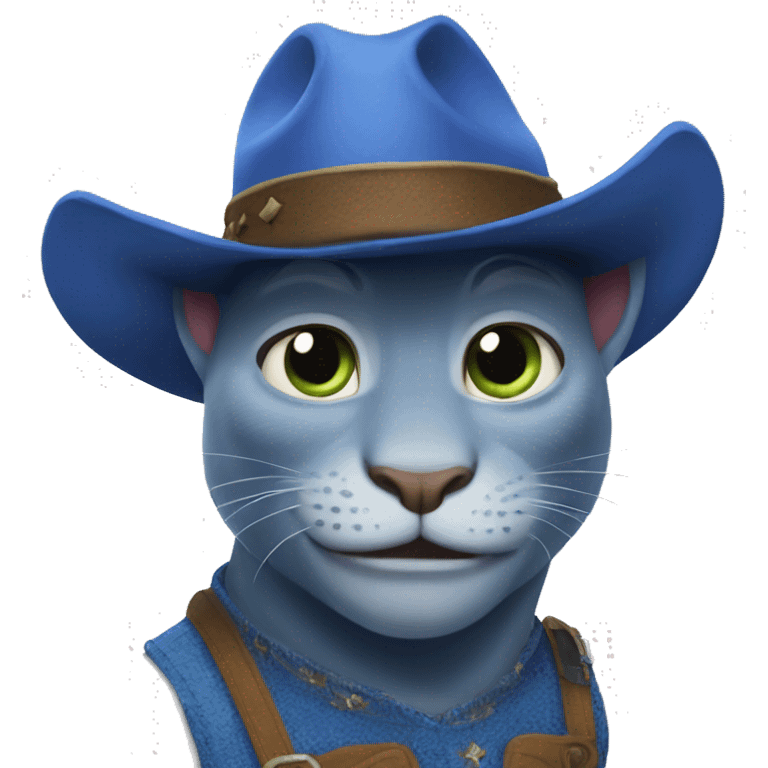 catlike blue Shrek with rodeo hat emoji