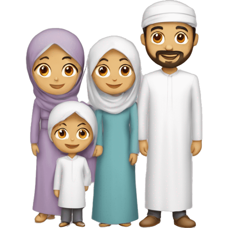 muslim family father mother two sons one daughter emoji