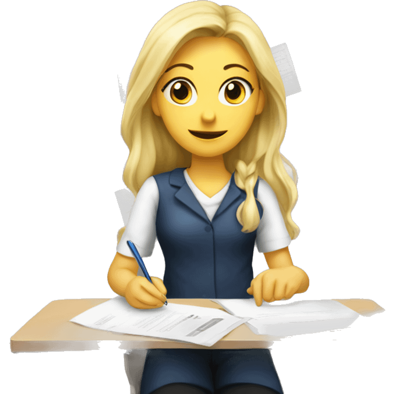 Blonde girl exam papers emoji