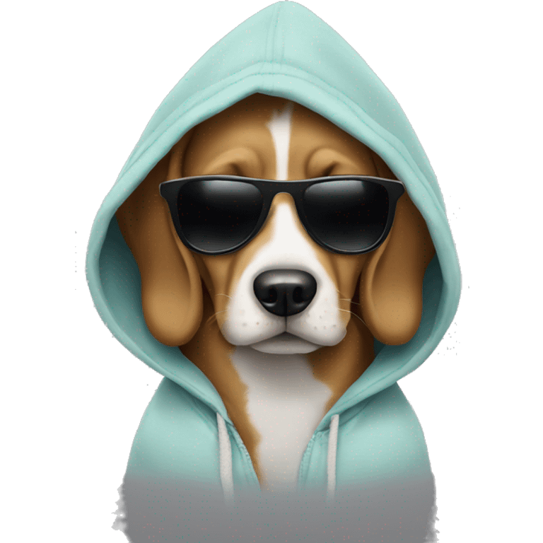 dog wearing sunglasses and hoodie emoji