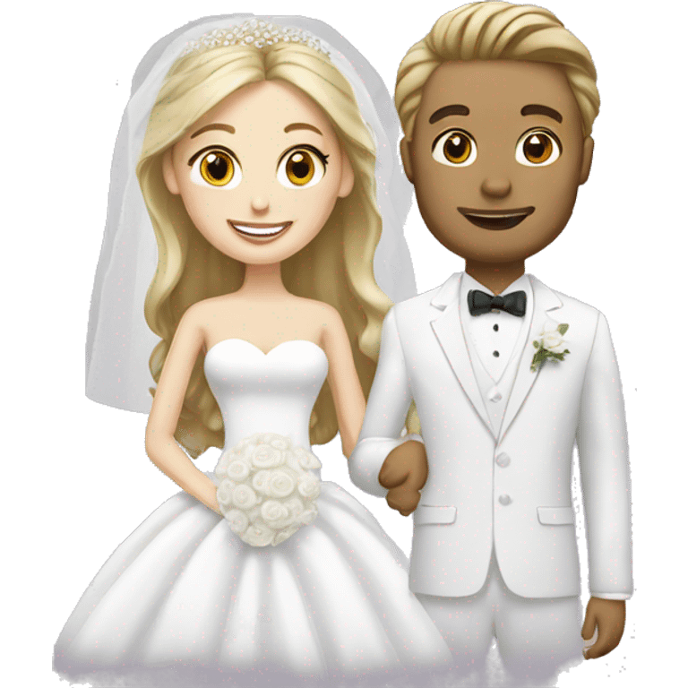 white bride and white groom emoji