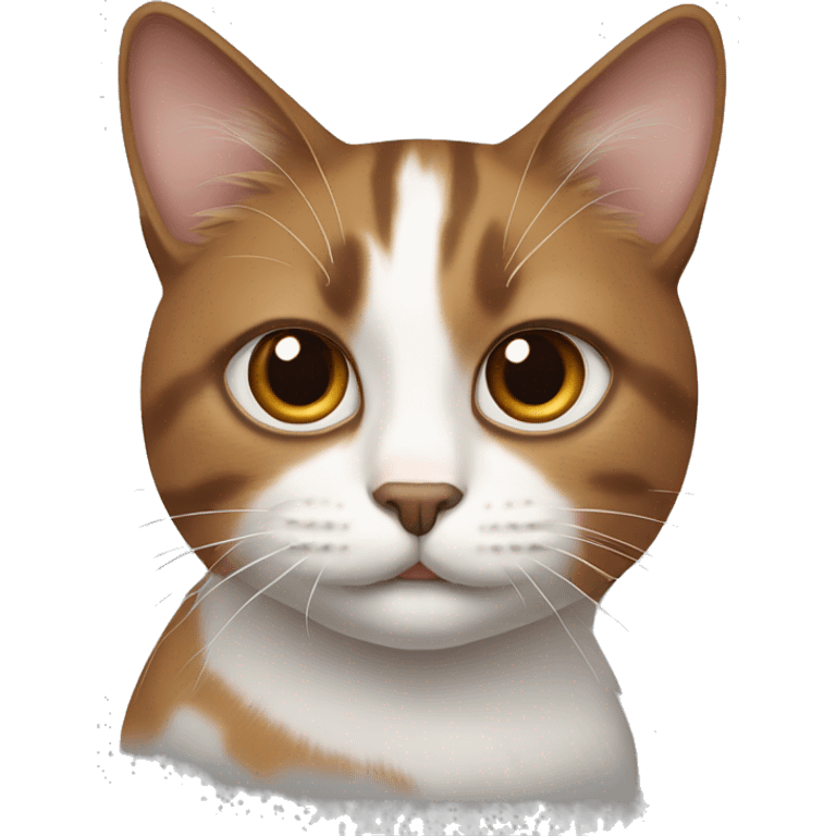 Brown and white cat with brown patch on lip emoji