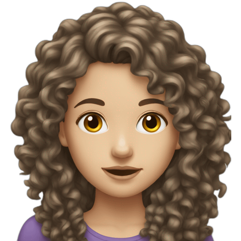 Brunette Long Curly white girl emoji