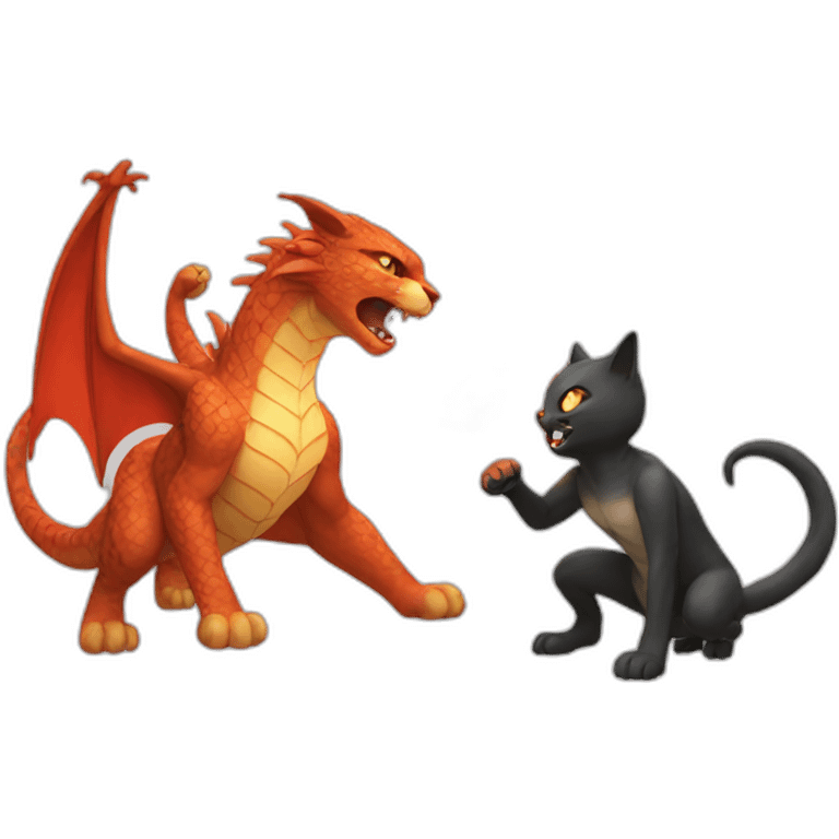 cat fighting a dragon emoji