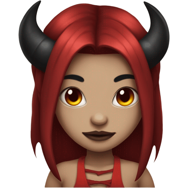 demon oni girl with red skin and black hair emoji