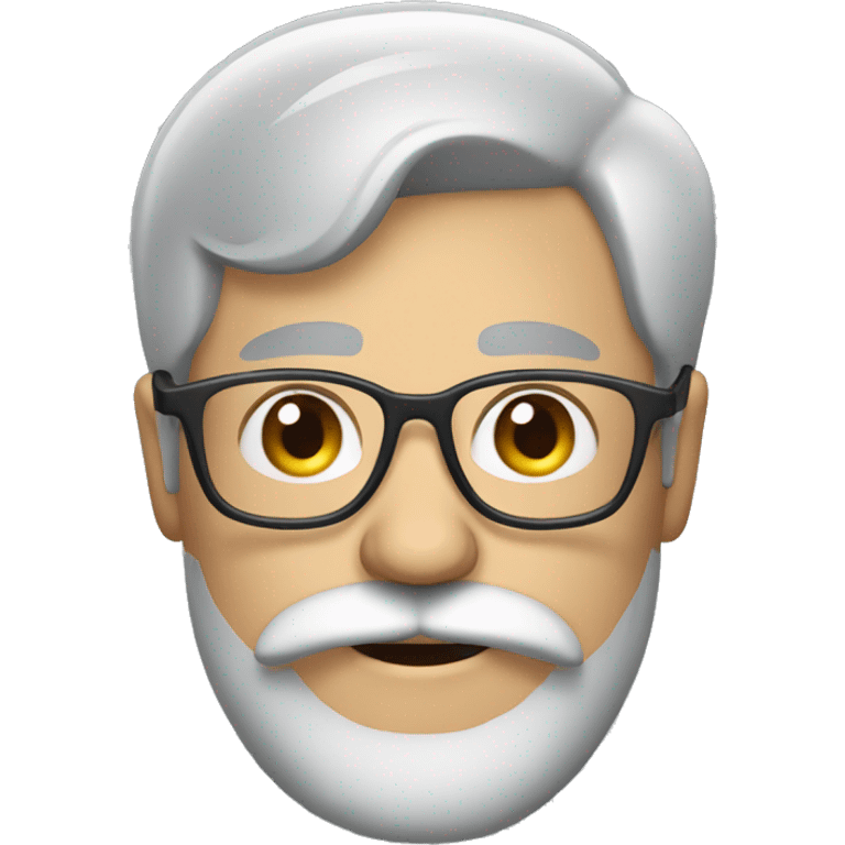 Man with Short grey Hair and  Long grey beard handlebar moustache and glasses emoji