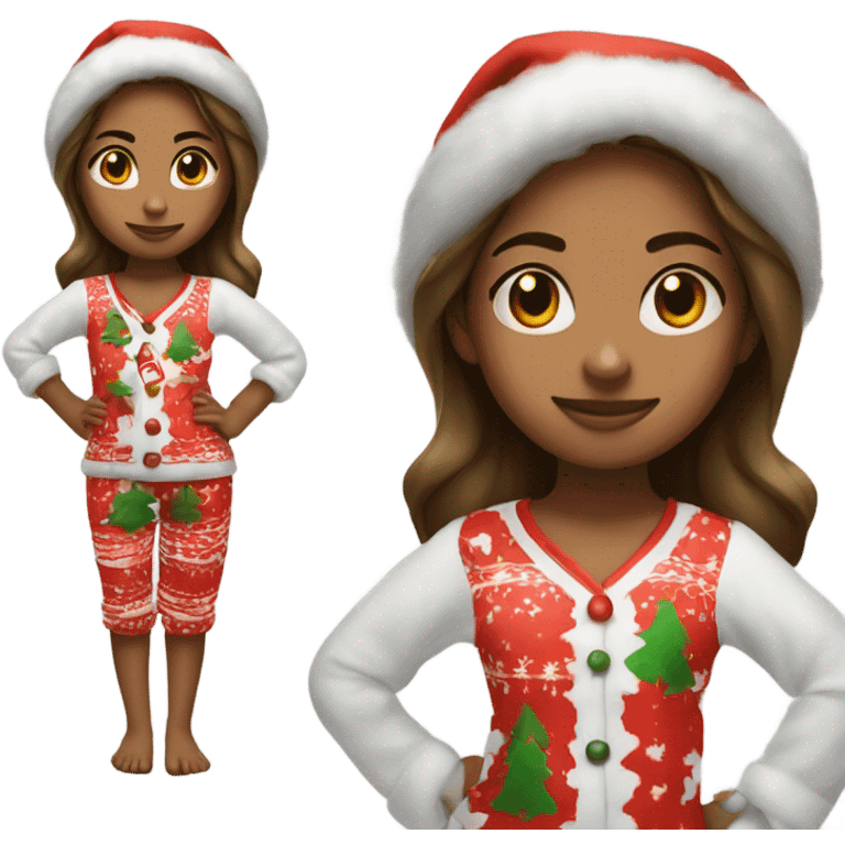 girl in christmas pajamas playing on nintendo switch emoji