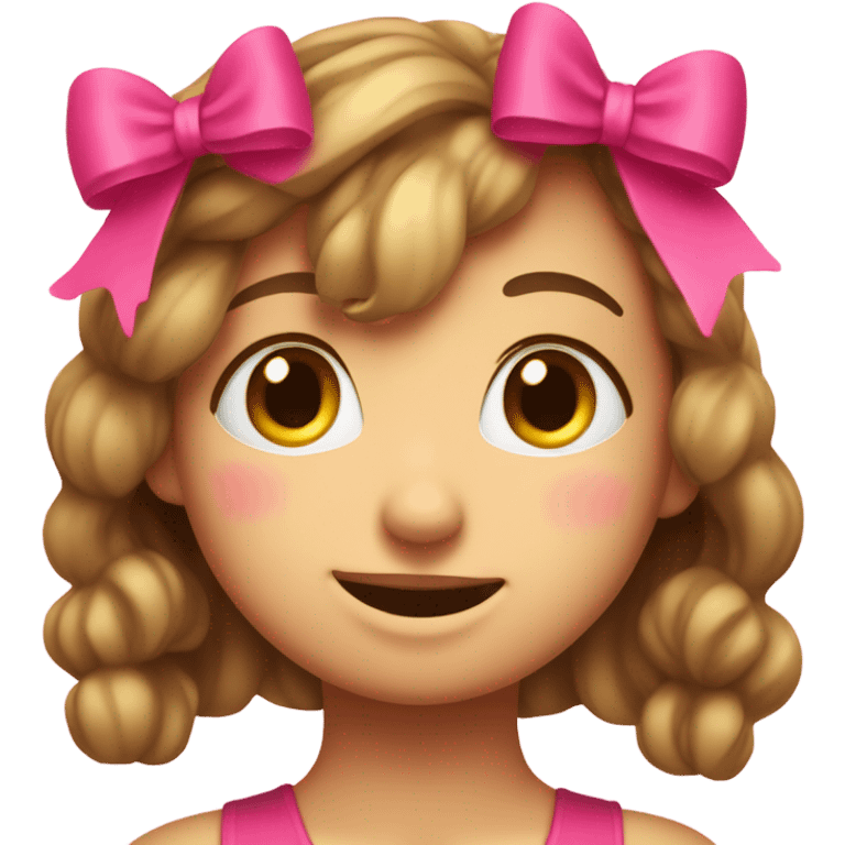 blushing emoji face with a pink bow emoji