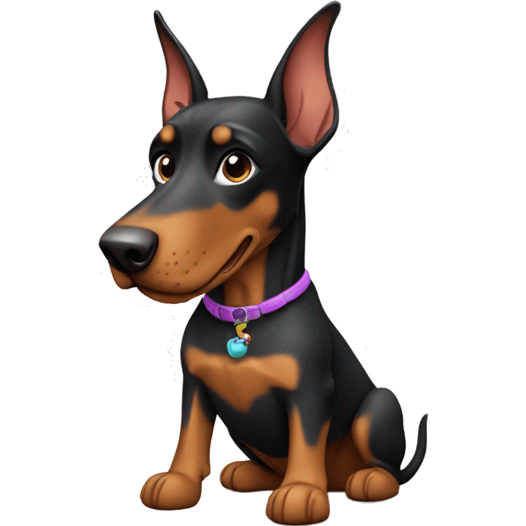 Doberman with toy emoji