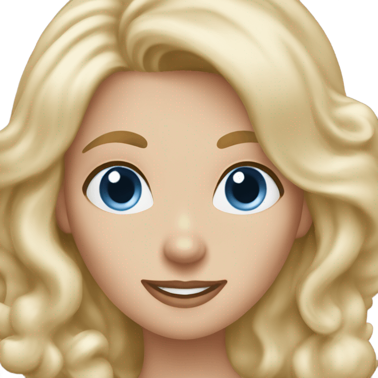 blue eyed blonde lady waving with brown Cockapoos emoji