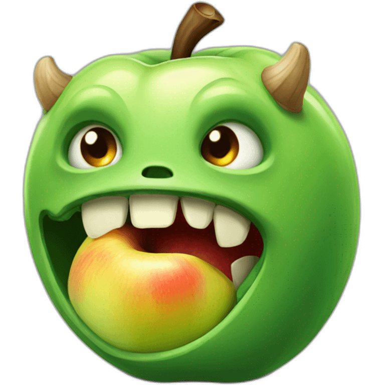 Monster eating apple emoji