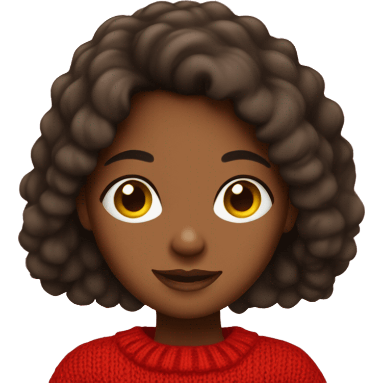 Brunette brown skin girl in a red sweater emoji