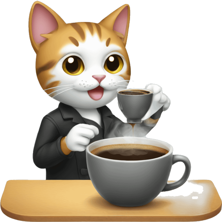 cat making coffee emoji