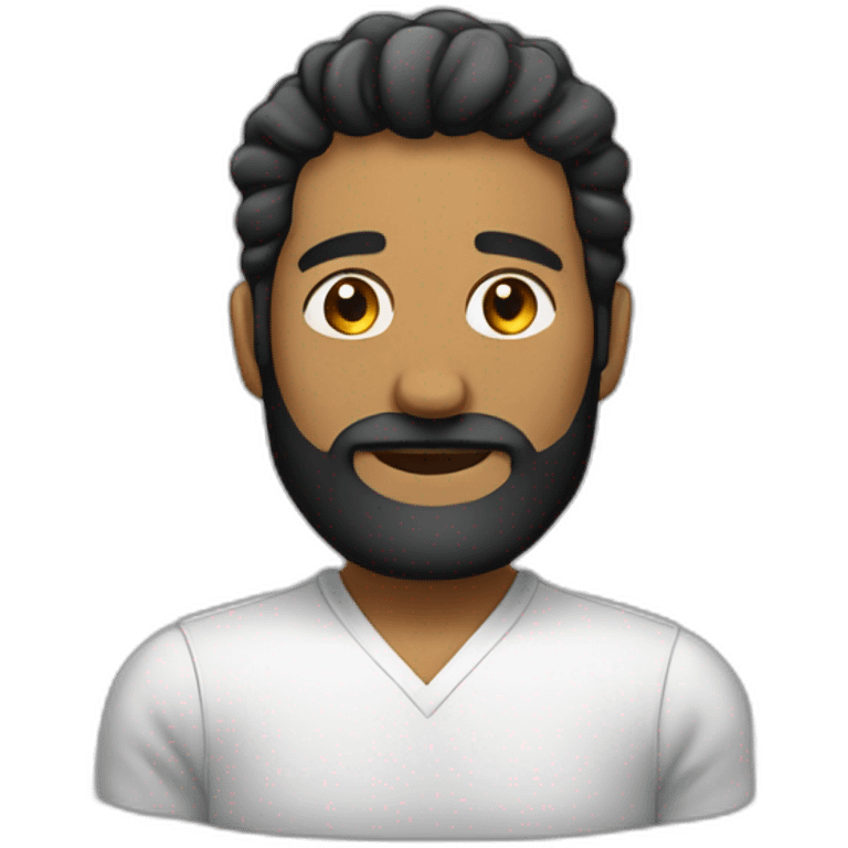 Hombre meztizo sin pelos y con barba negra y con ropa negra emoji