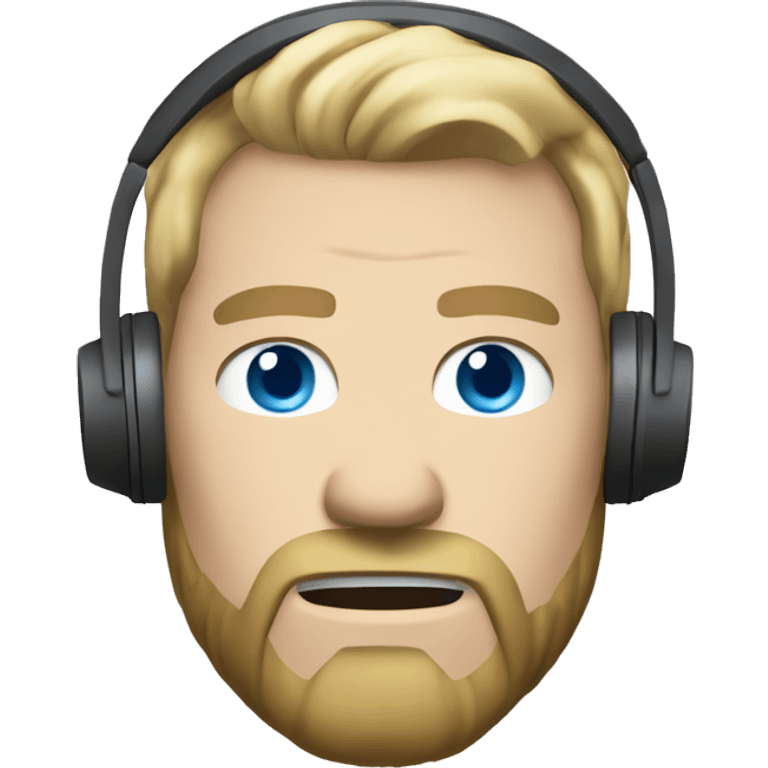 short blonde hair, short beard, blue eyes, headphones, white skin, angry, game of thrones emoji